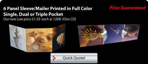 6 panel mailer with one or two pockets printed color with Disc Replication