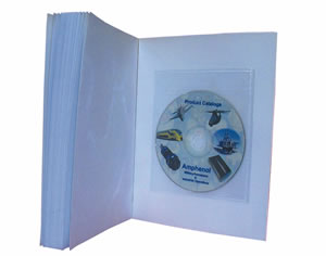 CD Duplication, CD-ROM Replication with Clear Sleeve and Adhesive Backing, CD Pressing, CD-ROM Manufacturing, CDROM PRINTING, CD-ROM on the back of a Book, CD attached to a Book, CD-ROM on a Catalog, Clear sleeve for attaching on the back of a Book, Books on CD