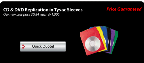 White Tyvek/Tyvac sleeves with clear window & flap with cd-rom and DVD Replication