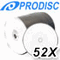 Prodisc CDR (CD-R) 52X White Thermal Hub Printable / Silver 80Min / 700MB Blank Media 100, 200, 500, 1000, 2000 Pack